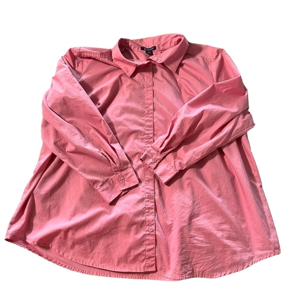 Roman's women's size 28W pink button down long sleeve shirt